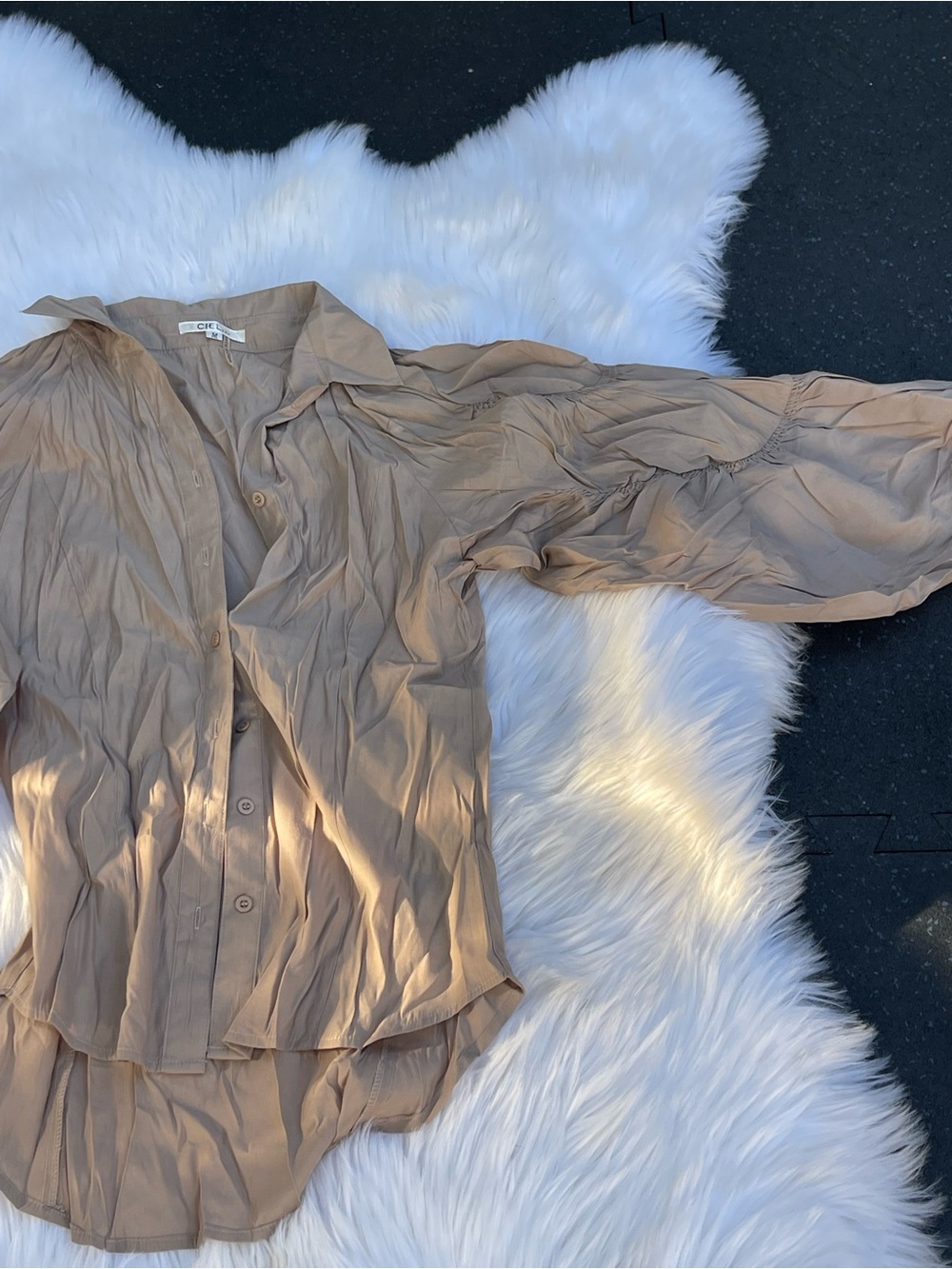 Light Brown Women's Button-Up Blouse